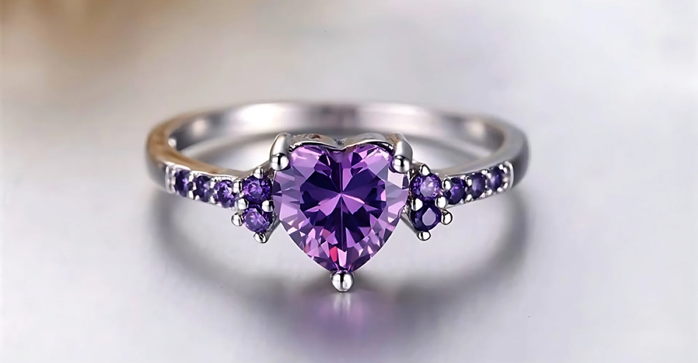 Bague Améthyste Coeur Violet