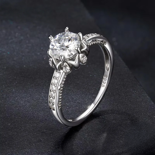Bague moissanite en argent
